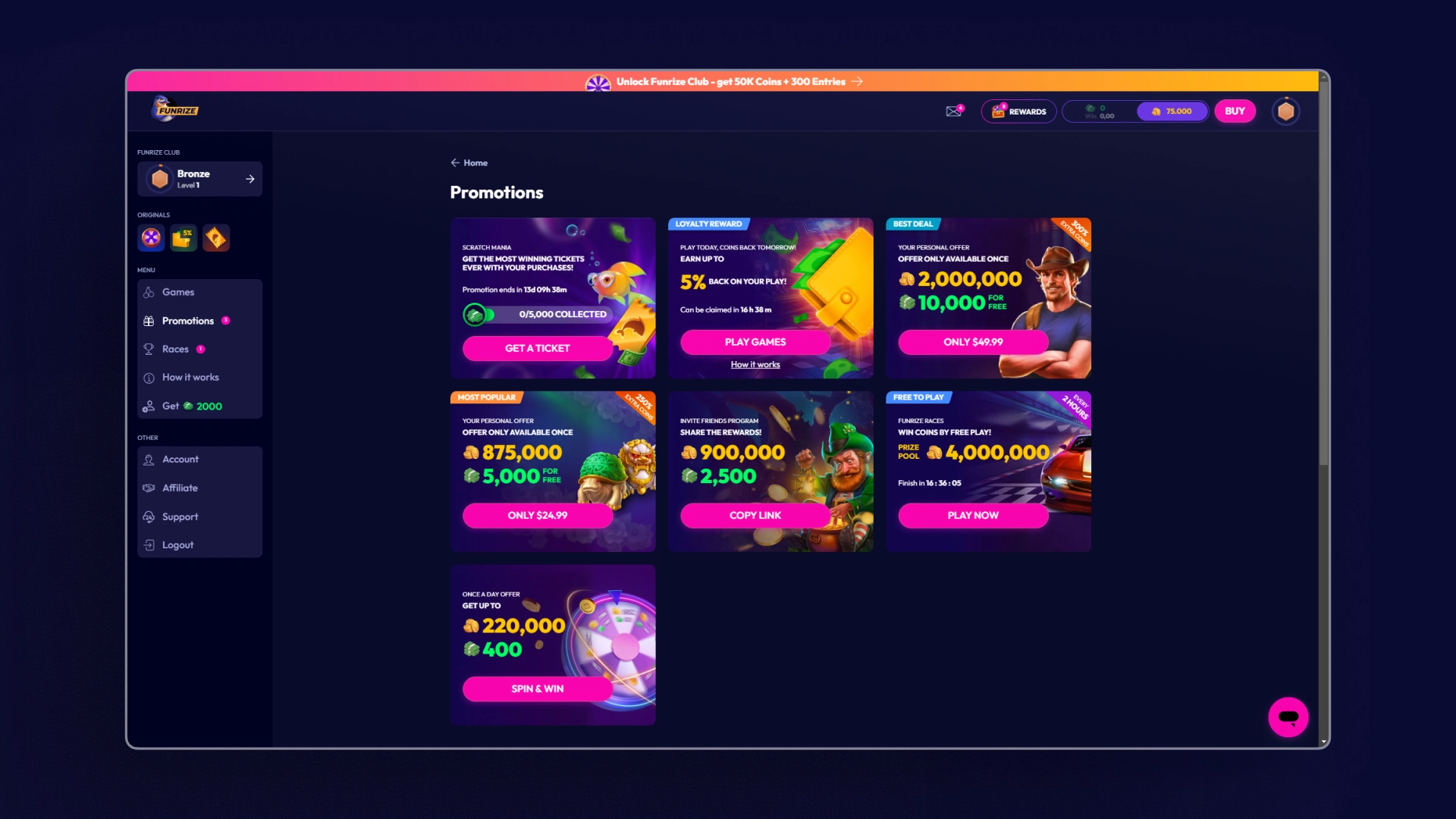 image bonus Funrize casino