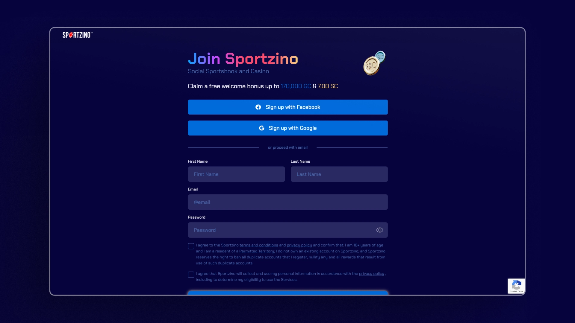 image sing up sportzino