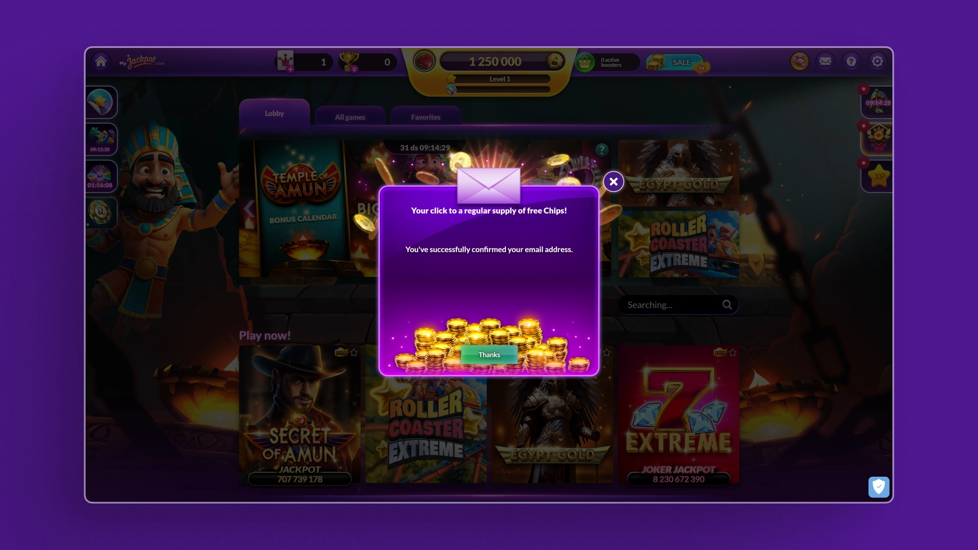 screenshot bonus MyJackpot