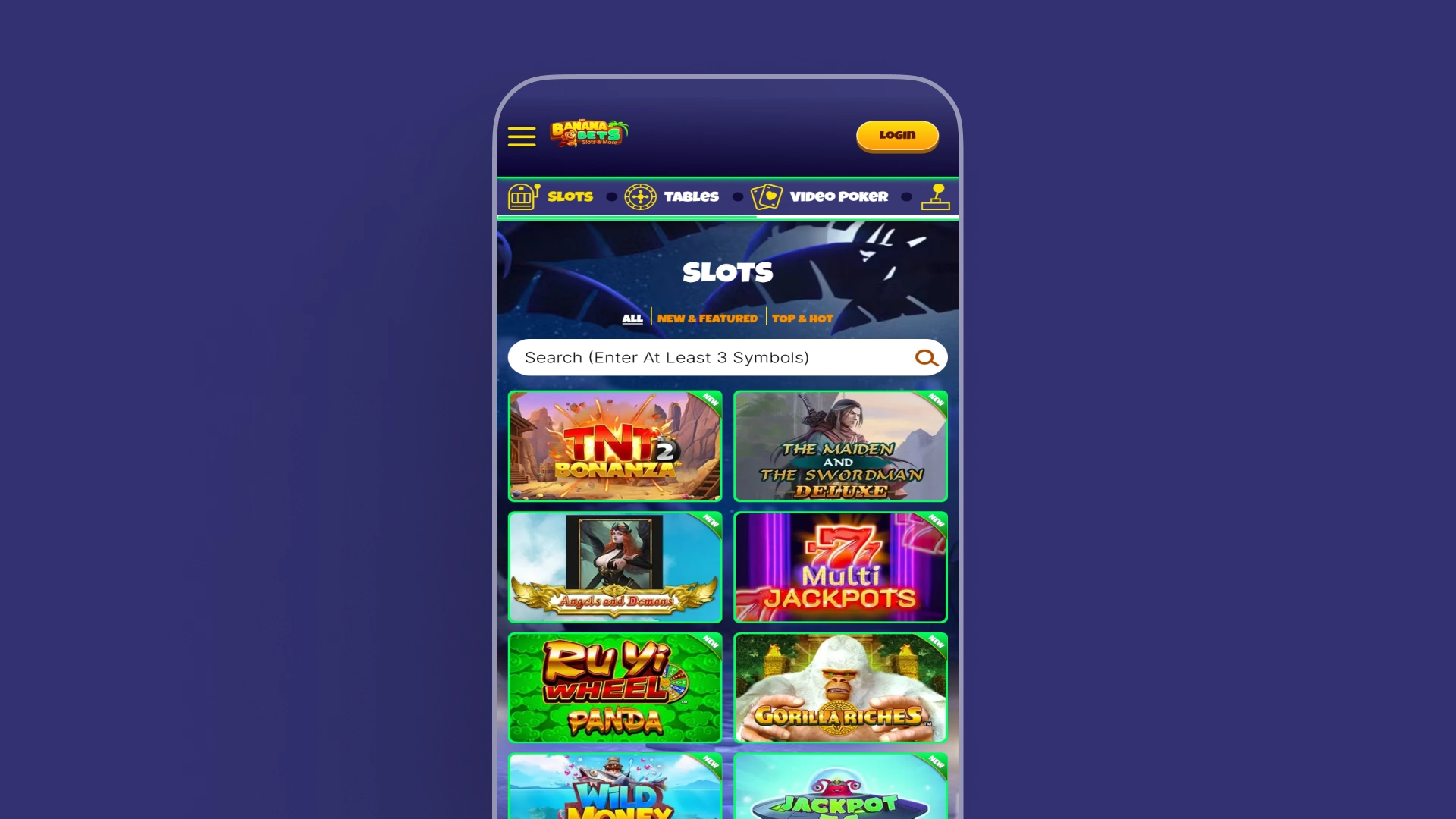 screenshot mobile home Banana Bets