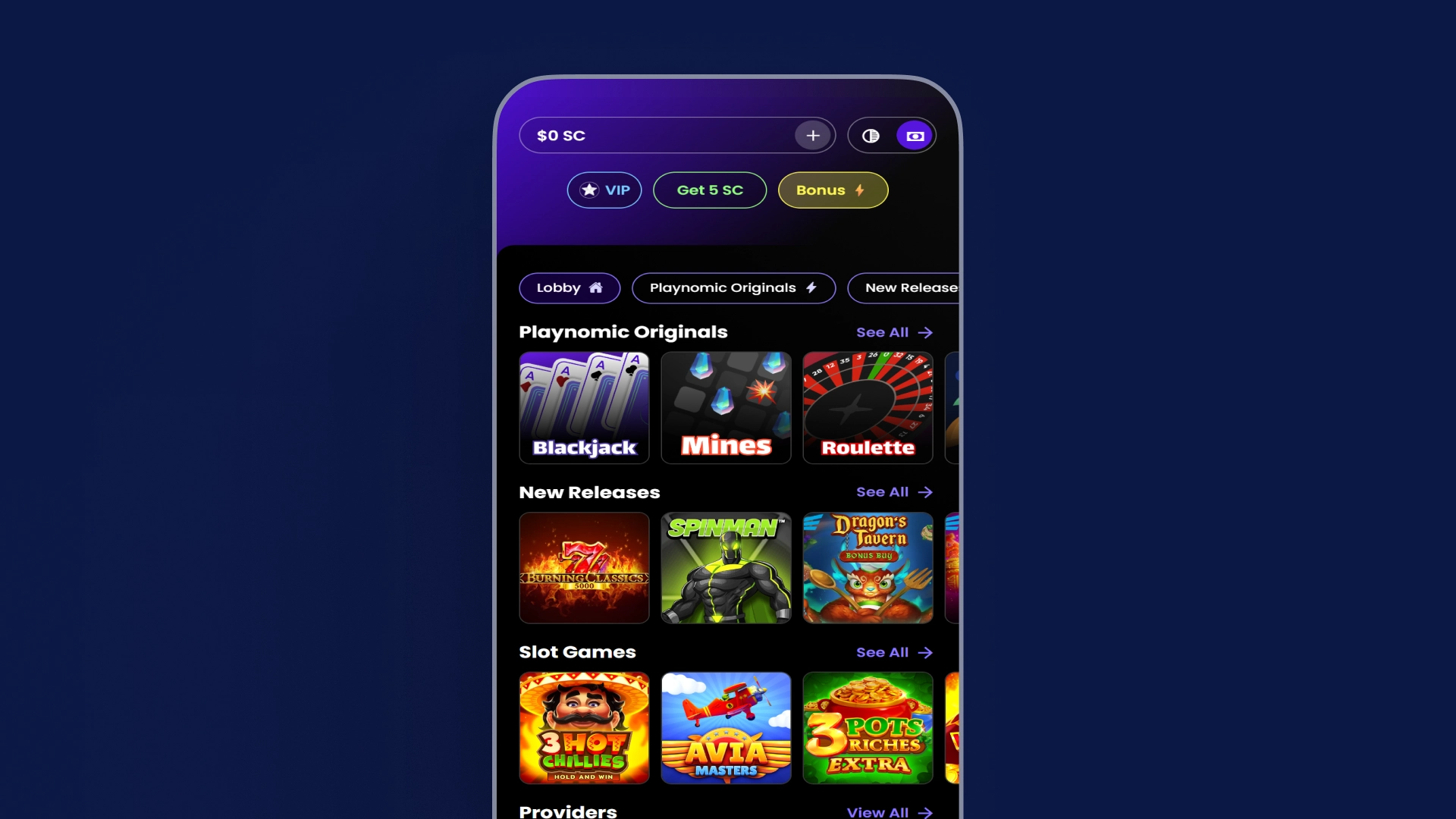 screenshot mobile home Playnomic