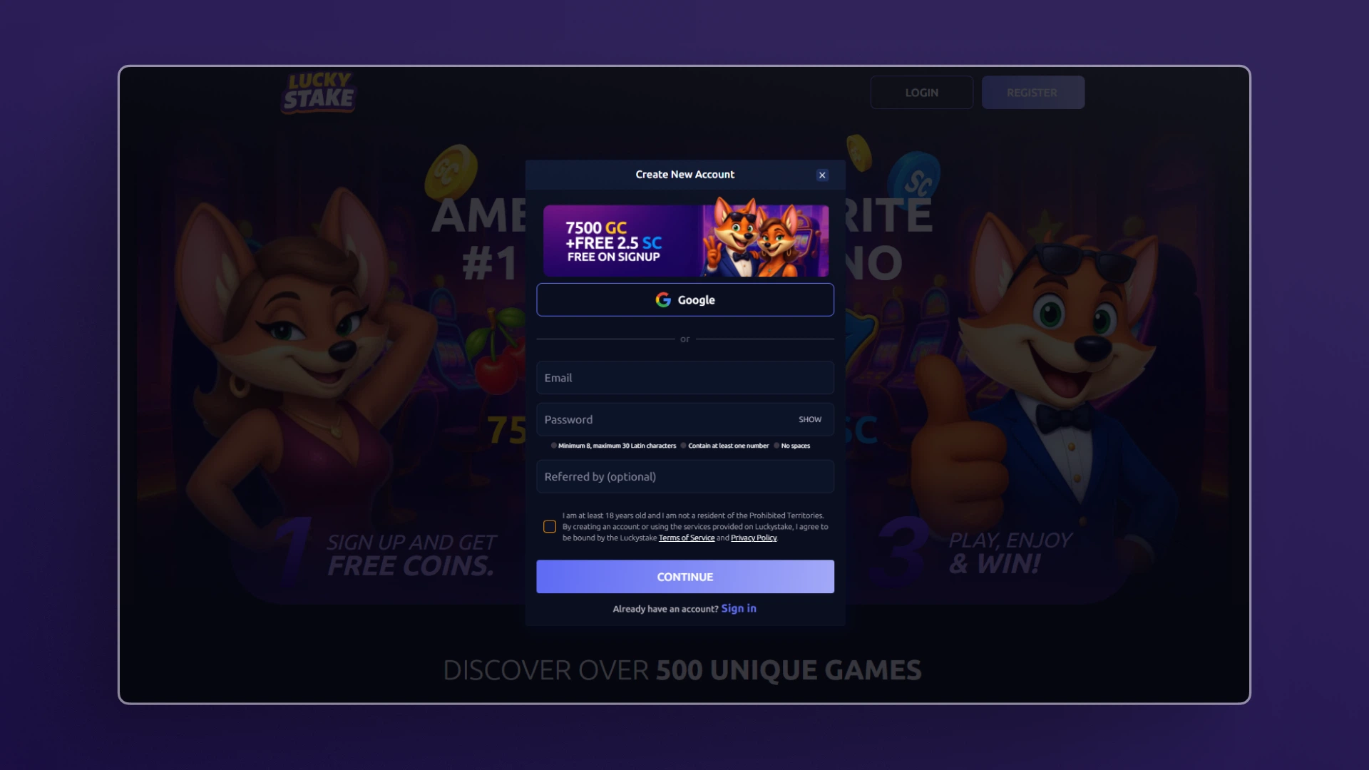 image How to Sign Up at LuckyStake casino