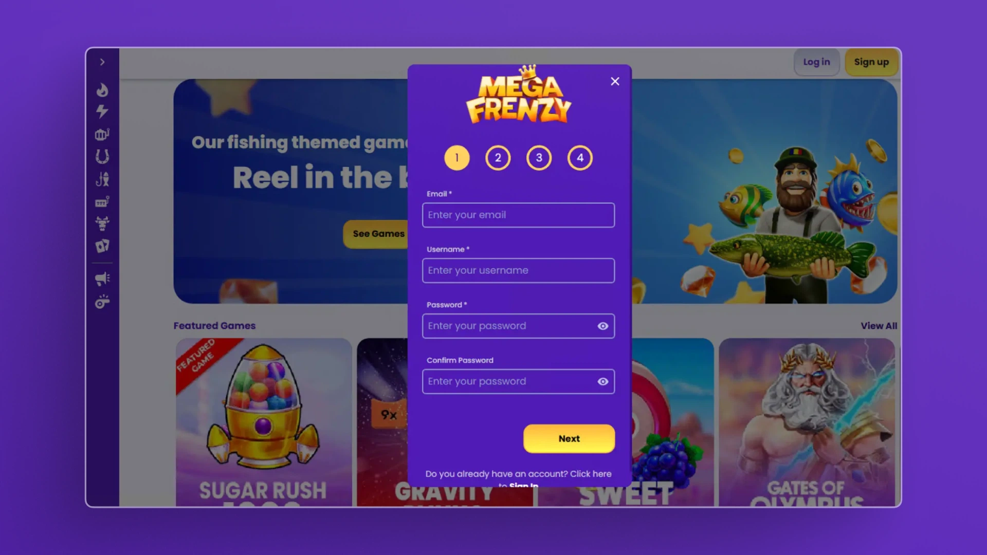 image How to Sign Up at Mega Frenzy casino