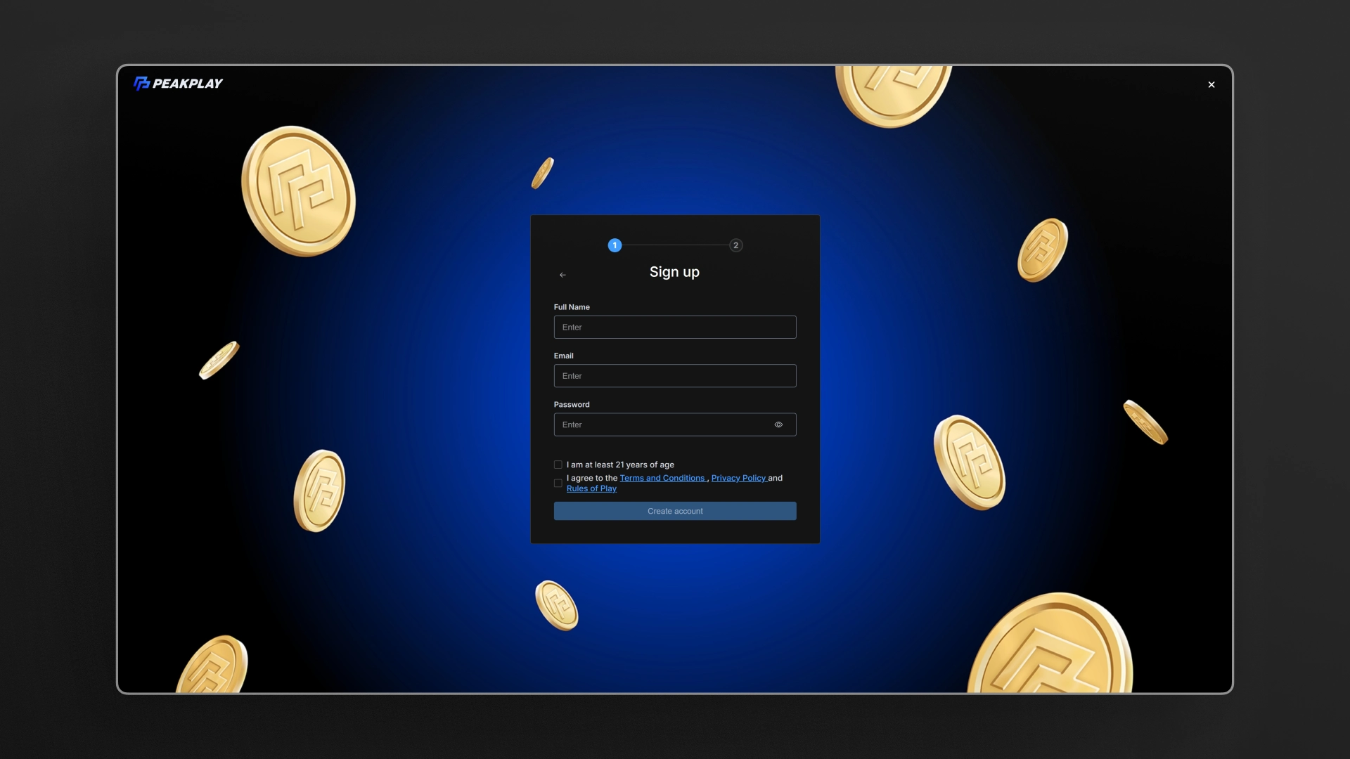 image How to Sign Up at PeakPlay casino