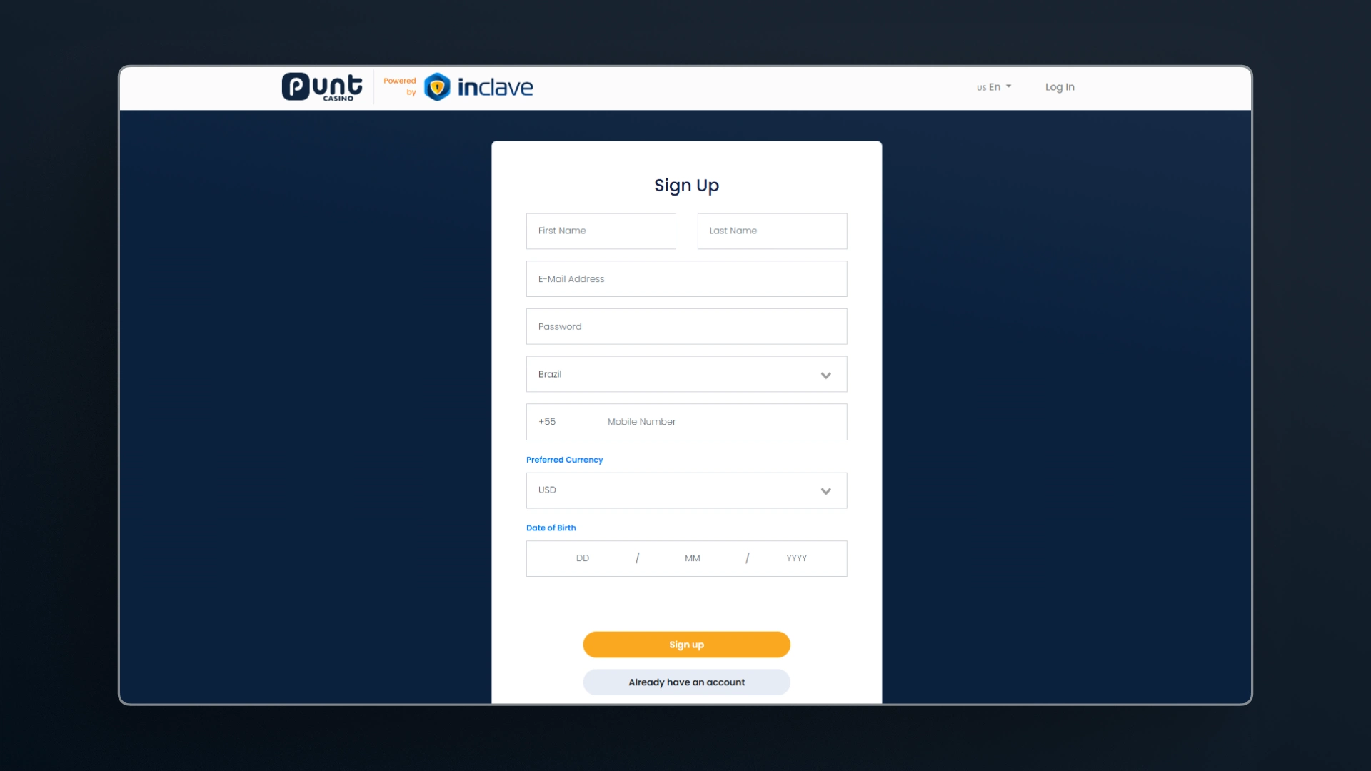 image How to Sign Up at Punt casino