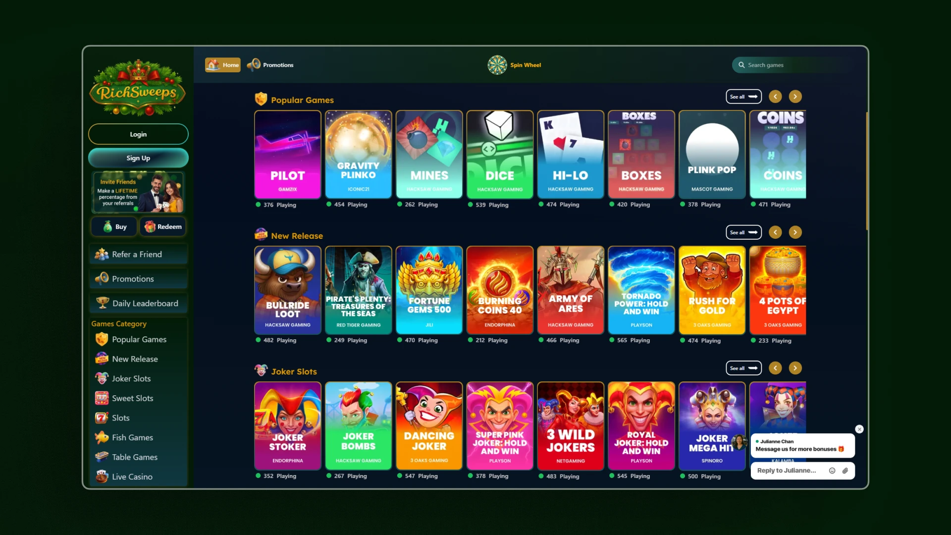 image RichSweeps casino games